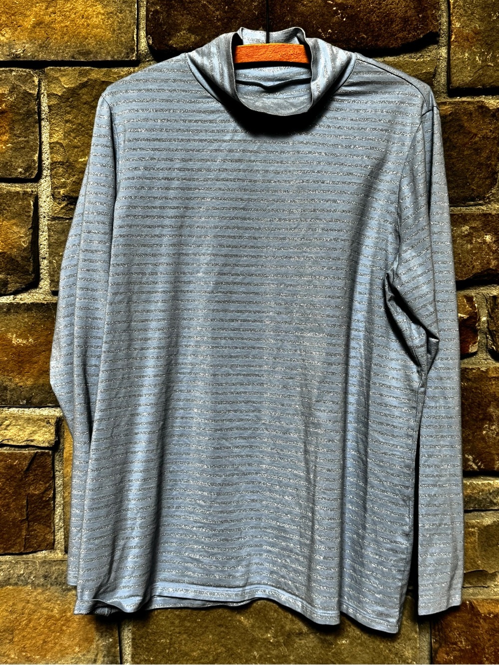 Light Blue Long Sleeve Mock Turtleneck Top -XL